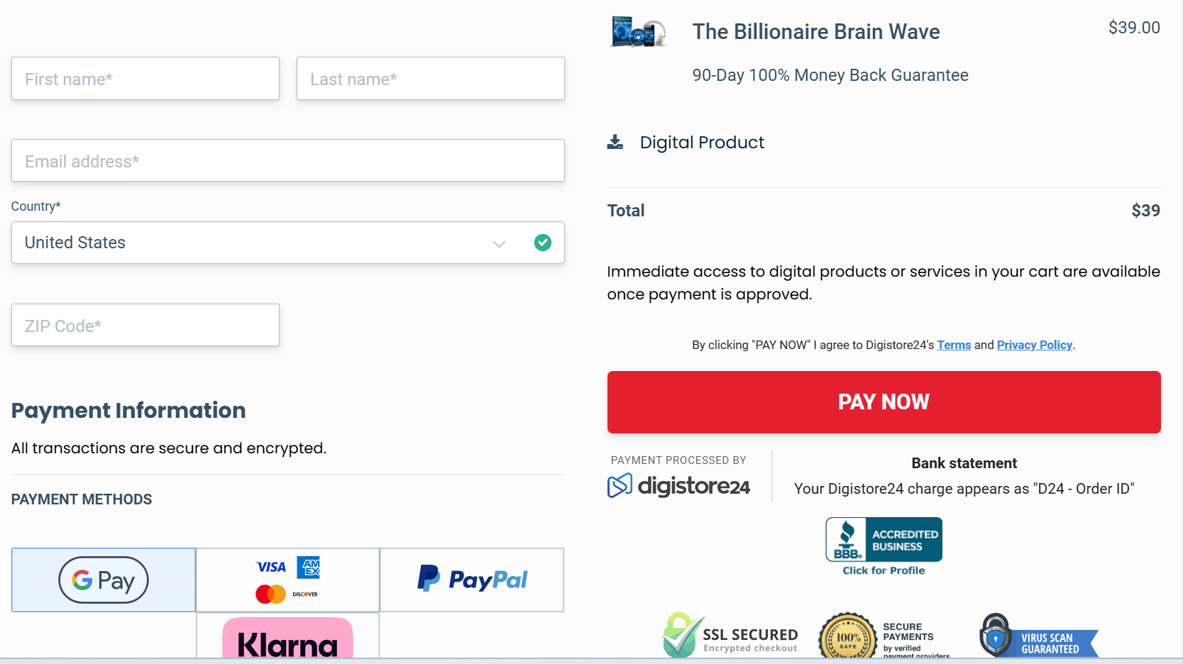 billionaire brain wave order page